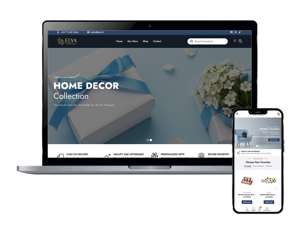Elya Home Decors Sri Lanka - Interior Design & Furniture WooCommerce Website